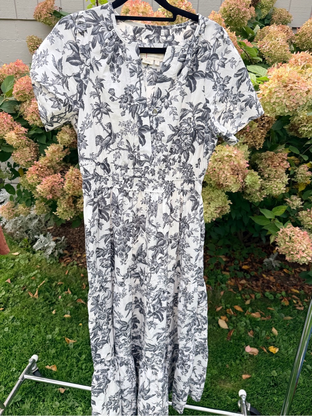 Anthropologie Black and White Floral Maxi Dress